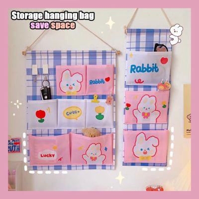 W&amp;G Wall-Mounted Hanging Storage Bag Dormitory Fabric Multi-Pocket Organization Hanging Bags Multi-Functional Cotton Linen bag