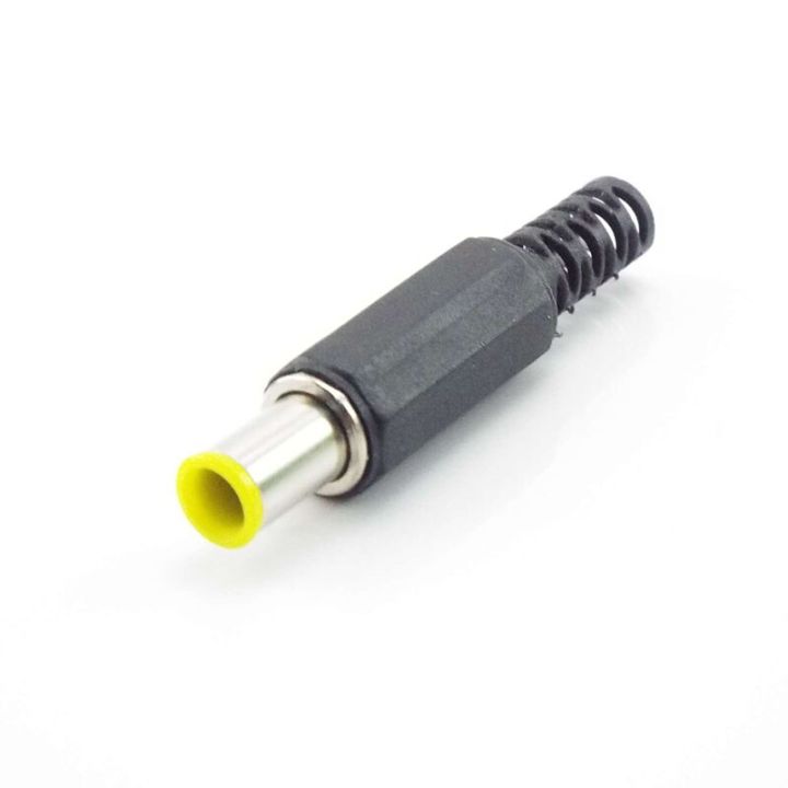 dc-power-connector-adapter-6-5mm-x-4-4mm-with-1-3mm-pin-dc-power-plug-yellow-6-5-4-4-male-welding-1-3mm-plug-audio-diy-parts-electrical-connectors