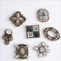 10Pcs/Lot Antique Gold Alloy Buttons Flat Back Rhinestone Embellishmen Diy Accessories Haberdashery