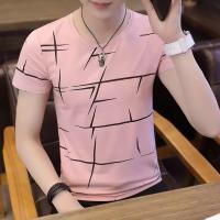 KK เสื้อยืดคอกลมแขนสั้น ผู้ชาย Men Short Sleeve T-Shirt(สีชมพู)รุ่น 0036S