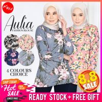 COD dhdfxcz Aulia Long Sleeve Muslimah Floral Plus Size Blouse Baju Perempuan Muslimah [B32347]