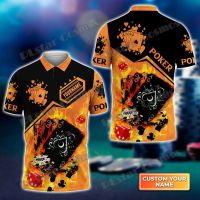 Poker And Beer Pattern Custom Name 3D Printed Mens Polo Shirt Summer Street Casual T-shirt shirt Gift For Poker Players WK53