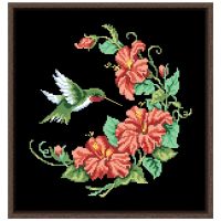 【hot】▬卐  Hummingbird and hibiscus cross stitch kit Dreampattern 18ct 14ct 11ct black embroidery needlework wall decor