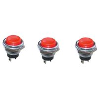 Normal Open Momentary Push Button Switch, 3 Piece, AC 125V, 3 Amp SPST, Red