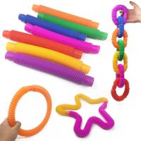 6Pcs Mini Pop Tubes Sensory Toy For Adult Fidget Stress Relieve Toys Kid Autism Anti Stress Plastic Bellows Children Squeeze Toy