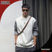 Suikone เสื้อสเวตเชิ้ตแฟชั่นของผู้ชายลายทางแฟชั่นแต่งระบายเสื้อแบบหลวม