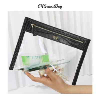 Personalized Crocodile Leather Women Travel Makeup Bags Clear TPU Travel Wash Bag Small PVC Pouch Clutch Bag