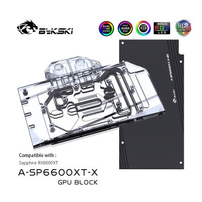 Bykski GPU Water Cooling Block สำหรับ Sapphire RX 6600 XT Pulse OC การ์ด/ทองแดงหม้อน้ำระบายความร้อน RGB SYNC A-SP6600XT-X