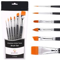 Bowitzki 6 Peiece Face Paint Brush Set Professional Quality Brush For Face Painting Watercolor Acrylic Oil Painting Nail Art Drawing Painting Supplies
