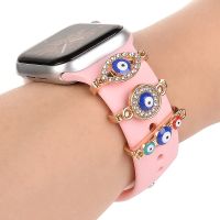 1pc For Apple Watch Band Metal Devil Eye Charms Decorative Ring Fatima Demon Eye Diamond Ornament For iwatch Strap Accessories