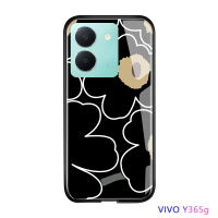 Volans สำหรับ Vivo Y36 Y36 5G หรูหราดอกไม้สวยหรูลายกลีบดอกเคสมันวาวปลอกเคสประกบหลังแบบแข็งกระจกเทมเปอร์