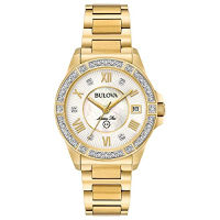 Bulova Marine Star Diamond Ladies Bracelet Watch Marine Star Quartz Gold-Tone Stainless Steel Bracelet Diamond Gold-Tone/White MOP dial