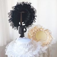 ลูกไม้ Gothic Bonnet หมวกผู้หญิง Victorian Vintage สไตล์ Party Head Wear