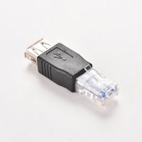 ❒♠ PC Crystal Head RJ45 Male to USB 2.0 AF A Female Adapter Connector Laptop LAN Network Cable Ethernet Converter Transverter Plug