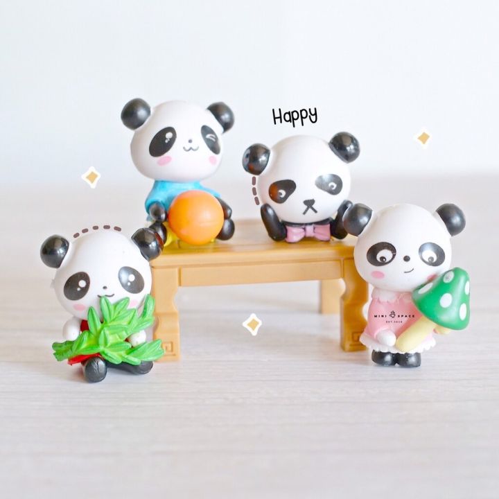 model-panda-หมีแพนด้าชุดลูกบอล-ตุุ๊กตาจิ๋วแต่งกระถาง-ตุ๊กตาตั้งโต๊ะทำงานน่ารัก