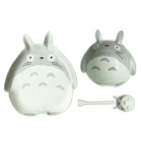 Creative 3D Totoro Pottery Dinner Plate Dish Bowl Spoon Set Ceramics Food Container Crockery Kids Stoneware Dinnerware