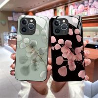 Tempered Glass Flower Phone Casing for Apple iPhone 7 8 plus X Xs XR Xsmax 11 12 13 14 Pro Max Case Cover