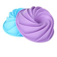 Large Spiral Shape Silicone Bundt Cake Pan DIY 10- Inch Bread Bakeware Mold Baking Tool Cyclone Shape Cake Mould DIY Baking Tool Bread  Cake Cookie Ac