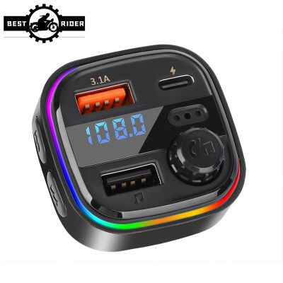 เครื่องส่งสัญญาณ FM สำหรับ C26รองรับการโทรแบบแฮนด์ฟรี5.0แบ็คไลท์ RGB USB คู่ที่ชาร์จแบตในรถเครื่องเล่นเพลง MP3