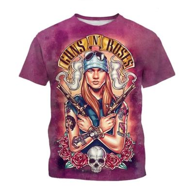 Guns N Roses เสื้อยืดผู้ชาย Rock Band Skull 3D พิมพ์ T เสื้อผู้หญิง Streetwear Vintage O-Neck เสื้อเด็ก tees เสื้อผ้า
