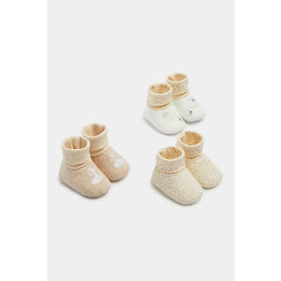 รองเท้าเด็กอ่อน Mothercare Bear and Mouse Sock-Top Baby Booties - 3 Pack EA962