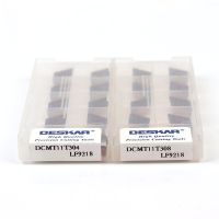 เม็ดมีดคาร์ไบด์ 10 ชิ้น DCMT11T304 DCMT11T308 LF9218 100% DESKAR CNC เครื่องกลึงโลหะเครื่องมือกลึง DCMT ใบมีดสําหรับเหล็ก