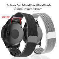 Quick Fit 26 22 20MM Watchband Strap For Garmin Fenix 6X 5X 5 5S 3 3HR D2 S60 GPS Smart Watch Metal Band Magnetic Loop Wristband