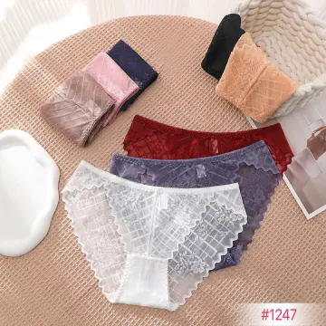 FINETOO 3Pcs Lace Panties Women Sexy Transparent Briefs Low Waist