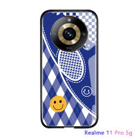 เคส Realme 11 Pro 5G Realme 11 Pro + 5G แฟชั่นสุดหรูดีไซน์นานาชาติสีฟ้ากันกระแทกมันวาวกระจกเทมเปอร์เคสฝาหลัง