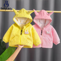 Baby Cute Cartoon Jacket Girls Long Sleeves Thickened Fleece-lined Hooded Coat For 1-5 Years Old Kids【fast】