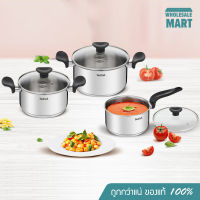 [ส่งฟรี - ประกันศูนย์ 2 ปี] TEFAL ชุดกระทะ Primary Set 6 ชิ้น รุ่น E308S674 ชุดหม้อสแตนเลสพร้อมฝาแก้ว ใช้ได้กับเตาทุกประเภท พร้อมส่ง