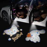 Sanrioes Anime Cinnamoroll My Melody Car Door Decoration Welcome Light Magnet Induction Cartoon Shadow Projector Car Accessories