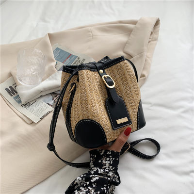 Luxury High Quality Women Crossbody Bags Summer Straw Beach Bag Fashion Bucket Bucket Female Shoulder Bag Designer Shopper Purse