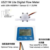 US211M Lite Battery Digital Flow Meter Reader USN-HS08PA-1 Hall Effect Water Flow Sensor 0.1-1.5L/Min OD 8-10mm Hose Barb End