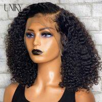 【jw】✸✱✣  Short Curly Human Hair Bob Wig Front Wigs ForWomen PrePlucked Glueless T Part Unikyhair