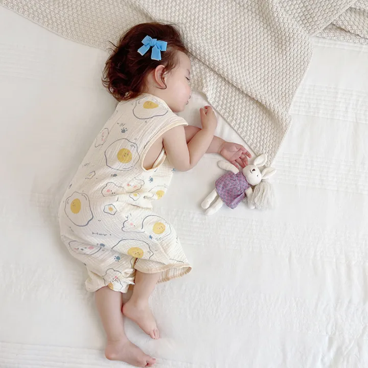 ถุงนอนเด็กเสื้อแขนกุดเส้นด้ายฝ้ายทารกแรกเกิดเด็กต่อต้านเตะผ้าห่มฤดูร้อนผ้าห่มบาง