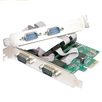 PCI-E เครื่องแกะสลักสี่การ์ดพอร์ตซีเรียลคอมพิวเตอร์เดสก์ท็อปเซอร์เวอร์4ไมโครคอนโทรลเลอร์ PLC อินเตอร์เฟซที่ RS232อะแดปเตอร์ FJK3825