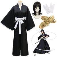 Bleach Cosplay Kuchiki Rukia Wigs And Kimono Uniform Halloween Costume For Woman Die Pa Anime Clothes Deguisement Disfraz Hombre