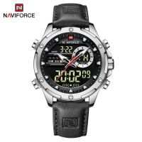 ⌚NAVIFORCE นาฬิกาสปอร์ตดิจิทัลนาฬิกาข้อมือสำหรับผู้ชายแบรนด์หรูลายทหารสีทองหนังแท้ควอตซ์นาฬิกาผู้ชาย9208