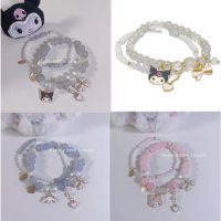 2PCS Sanrioed Kawaii Cinnamoroll Kuromi Mymelody Girly Sweet สร้อยข้อมือจี้คู่ Fantasy Girlfriend