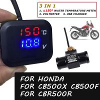 Motorcycle Accessories 3 IN 1 Water Temp Meter Voltmeter Phone USB Charging For Honda CB500X CB500F CBR500R CB 500 X CB500 F