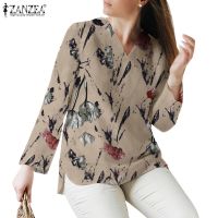 COD dhdfxcz ZANZEA Women Casual Loose Full Sleeve V-Neck Floral Printed Blouse