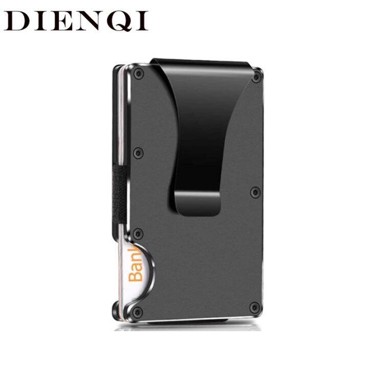 layor-wallet-dienqi-rfid-ผู้ถือบัตรโลหะผู้ชายผู้หญิงกระเป๋าสตางค์กระเป๋าเงินกระเป๋ามินิกระเป๋าสตางค์บางแฟชั่นขนาดเล็กบางชายสีดำ-walet-สำหรับผู้ชาย