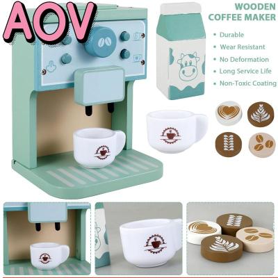 เครื่องชงกาแฟทำจากไม้ของเล่นสำหรับเด็กเครื่องชงกาแฟของ AOV ของเล่นสำหรับเด็ก8ชิ้นเครื่องชงกาแฟทำจากไม้ชุดของเล่นจำลองเครื่องชงกาแฟชุดของเล่นในห้องครัวเครื่องชงกาแฟ