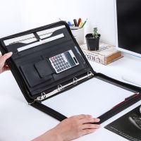 A5 A4 PU Leather Folder Zipper Padfolio With Calculator