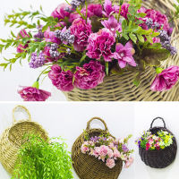 Wall Hanging Rattan Flower Basket Handmade Natural Wicker Flower Pot Garden Vine Planter Woven Hanging Container Wall Plant Vase