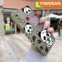 YIWESAN เคสสำหรับ Realme 3 3i 3 Pro,เคสมีน้ำค้างแข็งโปร่งใสแพนด้าน่ารักลายขอบสี่เหลี่ยมด้านข้างแข็งลายกล้องปลอกซิลิโคนกันกระแทกเคสนิ่ม