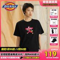 Dickies เสื้อยืดแขนสั้นชาย,เสื้อยืดพิมพ์ลายการ์ตูนรุ่น23คู่ปราดเปรียวรุ่นลำลองเทรนด์10369ผู้หญิง