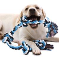 Dog Rope Toys for Aggressive Chewers 3 Feet 5 Knots Indestructible Dog Chew Toys Tough Nature Cotton for Medium and Large Breed Toys