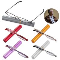 Mini Slim Reading Glasses Unisex Portable Presbyopic Glasses with Pen Tube Case Spring Hinge Men Women Vision Care 1.00 4.00